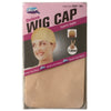 Packaging for a Deluxe Wig Cap featuring a model and a beige wig cap.