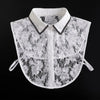 White lace blouse with a false collar and detachable neckline