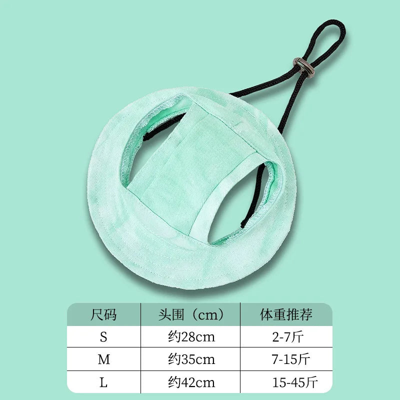 Casquette réglable vert menthe clair pour chiens et chats avec sangle noire