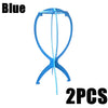 Soporte plegable portátil de color azul para peluca con dos piezas