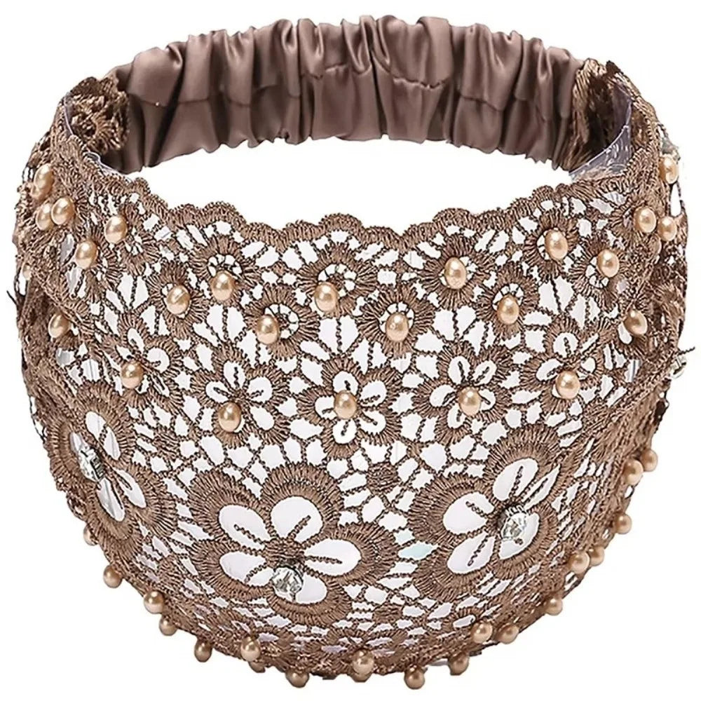 Crystal Pearl Floral Beaded Headband