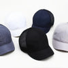 A collection of five mesh sun visor caps in white, navy blue, black, and light gray are displayed on a white background.