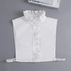 White blouse with a ruffled false collar and detachable neckline