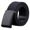 Black unisex tactical canvas waist belt rolled up and displayed on a white background.