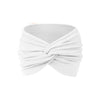White fabric headband tied in a bow, suitable for yoga or sports.