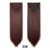 A pair of 33# dark brown hair extensions, one smooth and one with clip-in detailing.