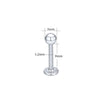 A silver stainless steel labret lip ring with a 3mm ball and an 8mm shaft.