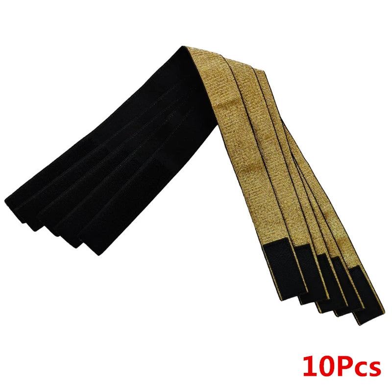 Cintas elásticas ajustables para bordes de peluca en colores negro y dorado