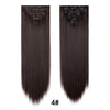 A pair of dark brown 24-inch clip-in hair extensions showing straight, glossy hair strands.