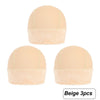 Three beige velvet wig grip caps shown from the top view