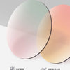 Close-up of a clear lens product showing four functions including eye protection, UV400 protection, and true color.