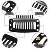 A set of black hair extension snap clips featuring polished edges, high-quality stainless steel, finely made metal circles, a