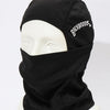 Black breathable windproof balaclava hat worn on a mannequin's head