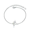Sterling silver double heart charm bracelet with a chain and a butterfly charm
