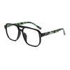 Gafas de lectura estilo piloto vintage con patrón de tortuga negra y montura oscura