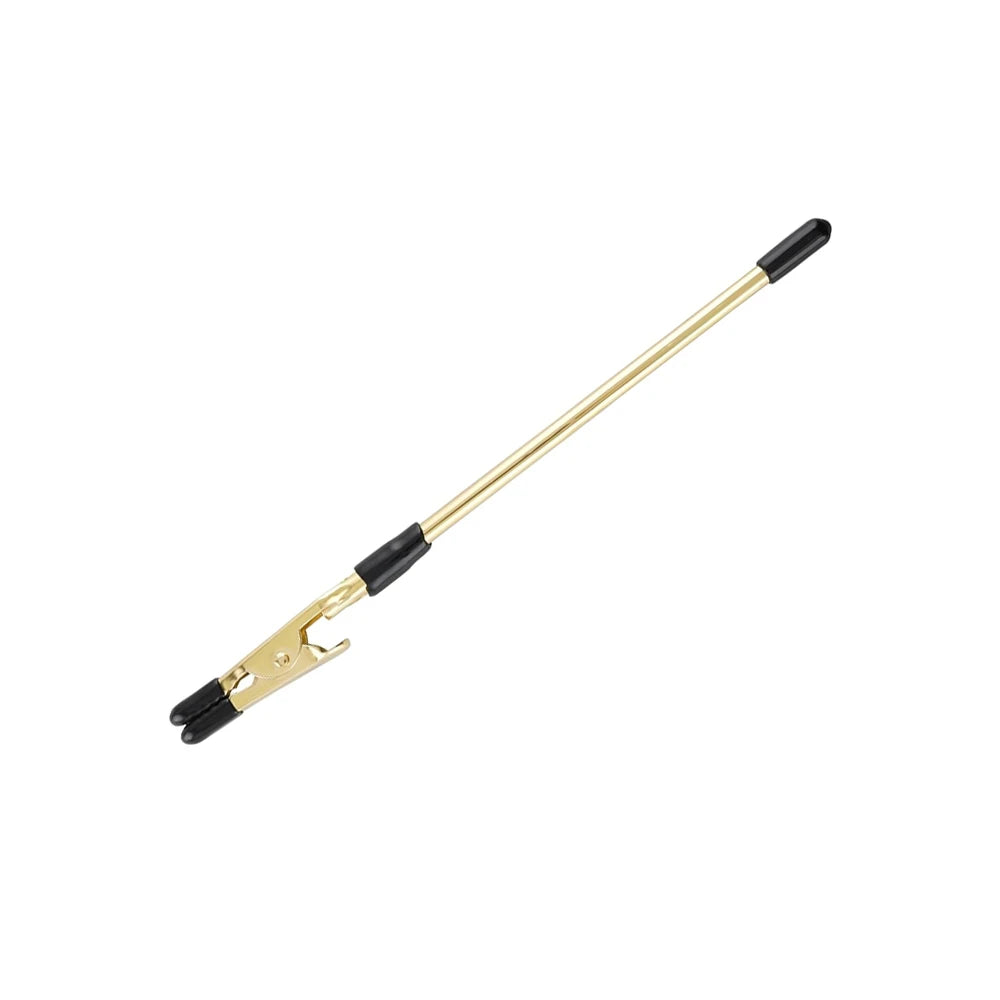 Goldfarbenes Präzisionsarmband-Verbindungstool mit schwarzen Griffen.