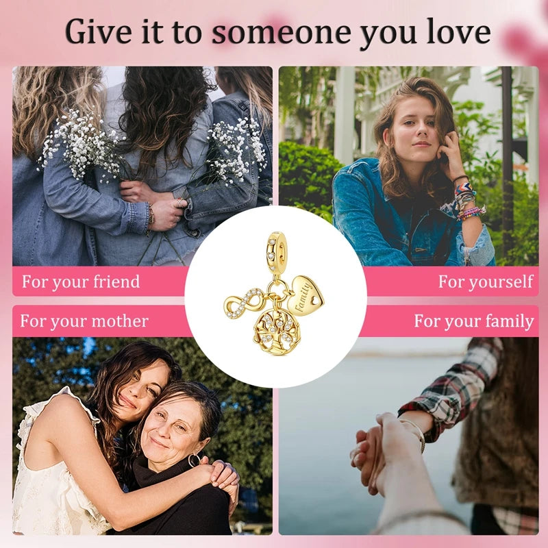 Sterling silver devil's eye charm bracelet shown in various contexts for friends, mothers, yourself, and family.