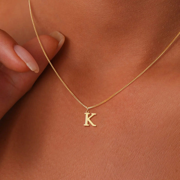 Initial Letter Necklace 18K Gold Plated Stainless Steel Charm