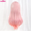 Long pink ombre cosplay wig with cap shown from the back