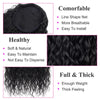 A set of black curly wave hair extensions shown with features like a line shape net, breathable material, and thick texture.