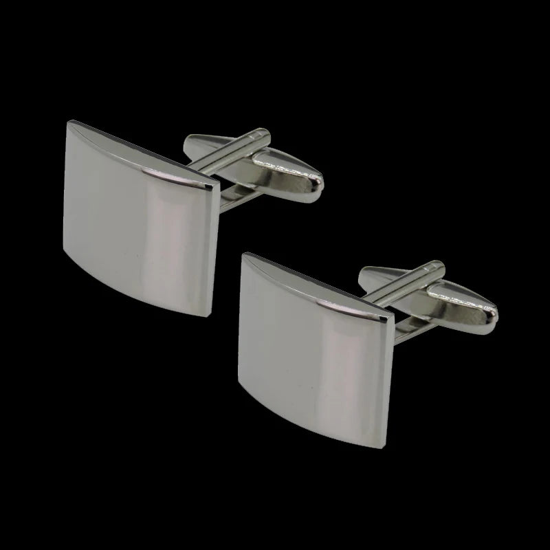 A pair of men's classic copper square cufflinks with silver-toned clasps.