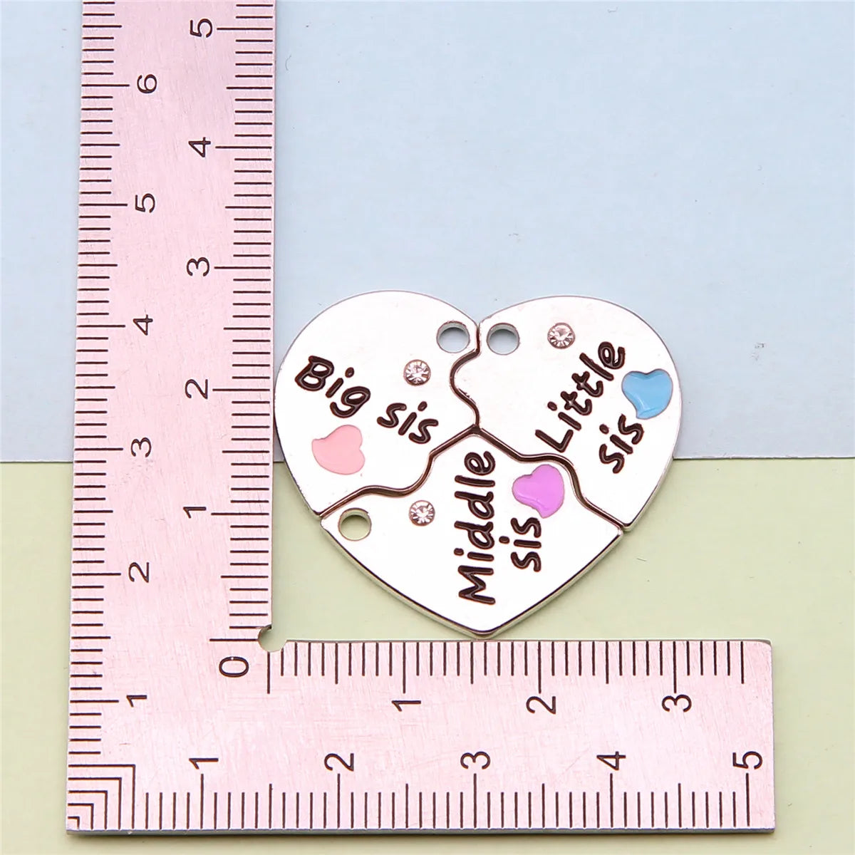 Juego de collar de amistad en forma de corazón con tres colgantes: 'Hermana mayor', 'Hermana del medio' y 'Hermana menor', me