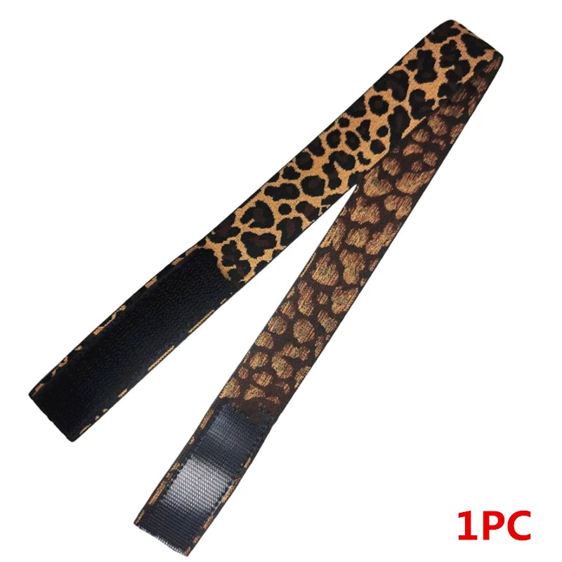 Cinta elástica negra con estampado de leopardo para bordes de peluca.