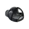 Black vintage mesh baseball cap viewed from above