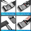 Step-by-step guide showing how to open, remove, cut, and install a genuine leather buckle belt for men.