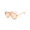 Retro large frame green fashion sunglasses with gold-toned arms