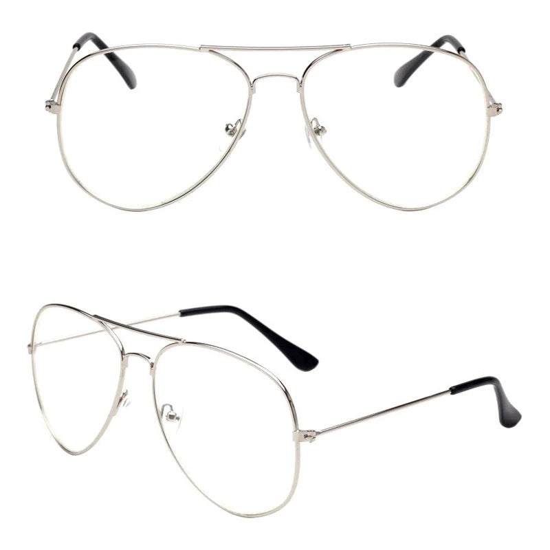Lunettes à monture dorée rétro pour femmes et hommes, vue en studio.
