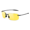 Randlose Sport-Sonnenbrille mit gelben Linsen und schwarzen Rahmen