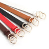 Set von Damen-Doppelring-Taillenumhängern aus PU-Leder in verschiedenen Farben wie Braun, Schwarz und Rot.