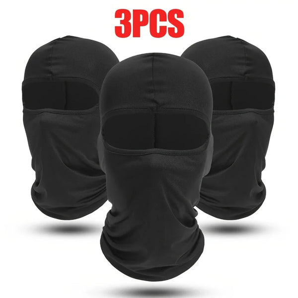Drei schwarze Schnelltrockn-Balaclava-Sets für Sport und Outdoor-Aktivitäten
