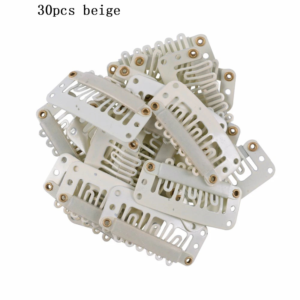 30 pieces of beige precision snap hair extensions for bangs