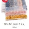 A set box containing six compartments of various colored ball pins for DIY jewelry making.