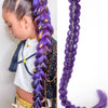 Purple synthetic braided ponytail for girls, 32 inches long.