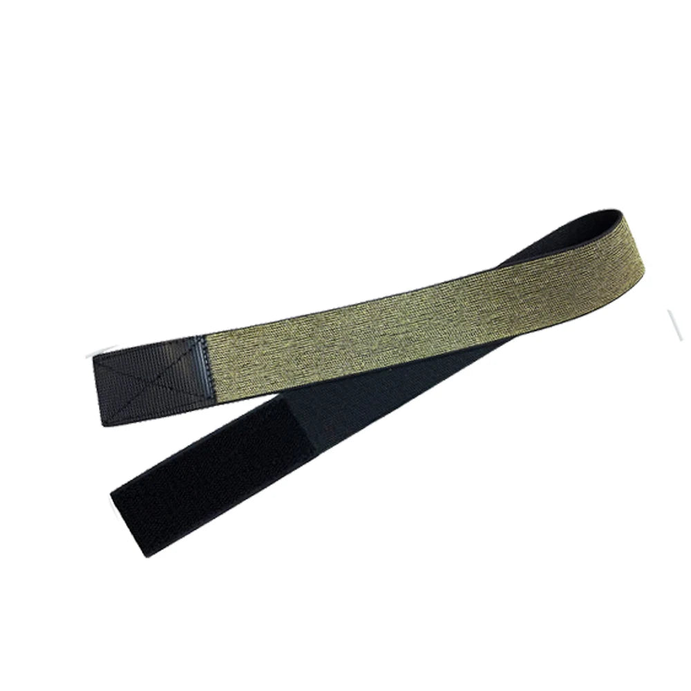 A black and olive green adjustable wig band for hairline edging.