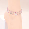 Stainless Steel Anklet with Blue Rhinestone Pendants