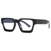 Montura de gafas cuadrada vintage negra con lentes tintados azul oscuro