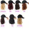 A collection of black wigs with various hair colors and textures shown from the back.