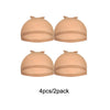 Four peach-colored stretch mesh wig caps for hair netting sold as a two-pack.