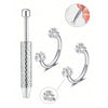 Stainless steel horseshoe nose stud with ball grabber and decorative flower detail.