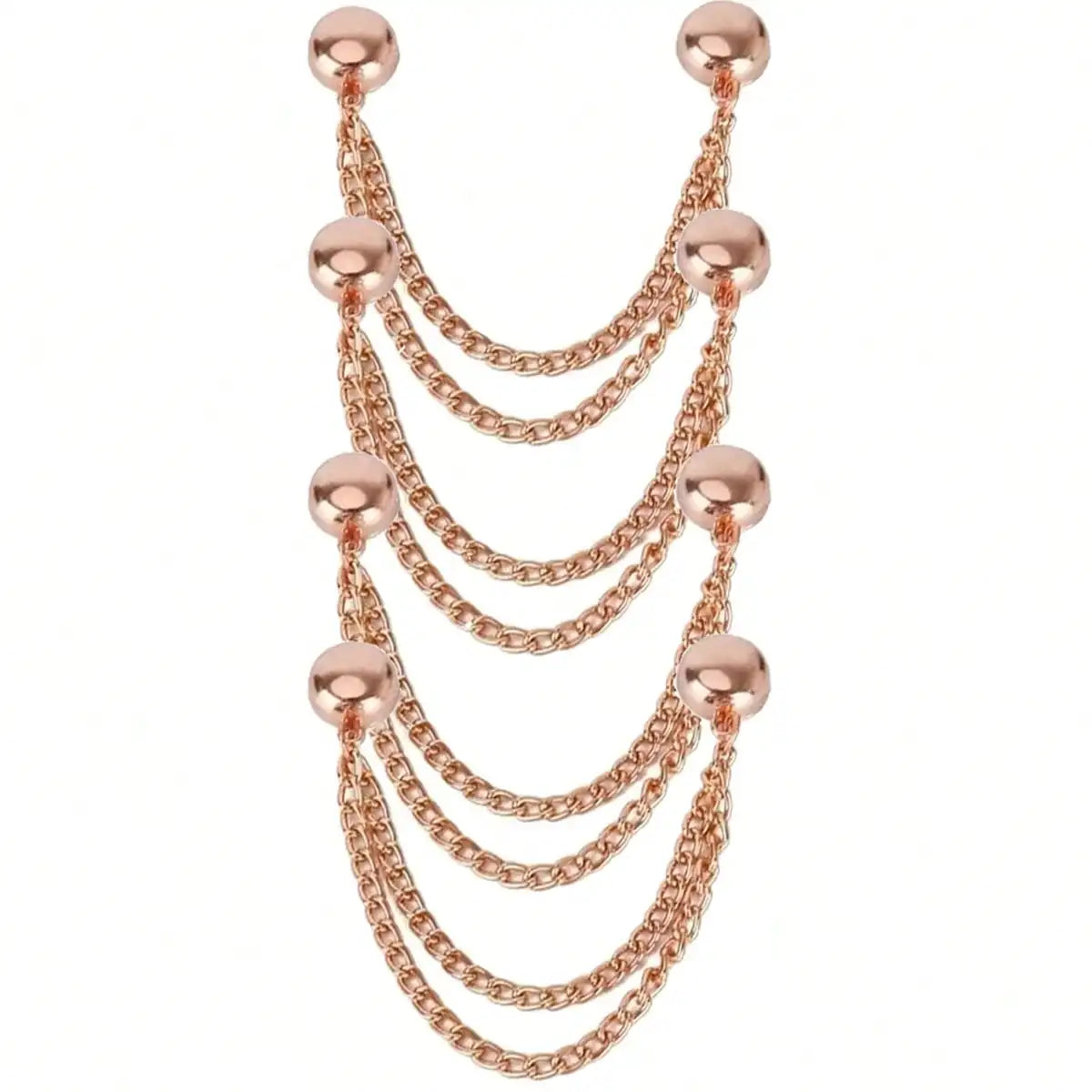 Gold-toned multi-function magnetic clothing clips arranged in multiple strands