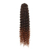 Long, dark brown water wave curly hair extension with a drawstring ponytail.