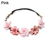 Pink bohemian flower headband made of dried flowers and a black string