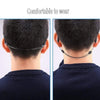 A close-up view of an adjustable anti-slip eyeglass retainer strap worn around the back of a person's head.