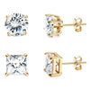 A set of simulated diamond stud earrings in 18K gold plated metal.