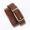 Ceinture à crin de cuir véritable marron pour homme, vue de côté.