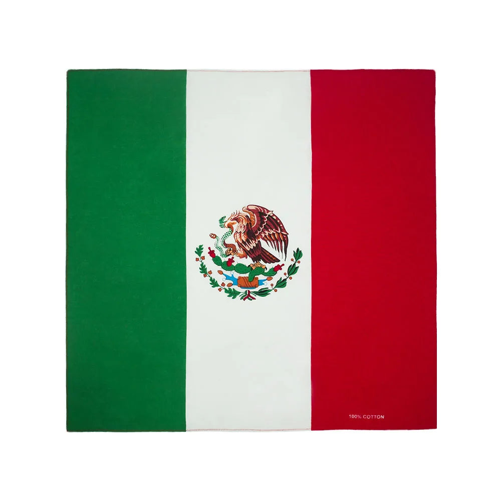 Rechteckiges Bandana mit der mexikanischen Flagge und dem nationalen Wappen.
